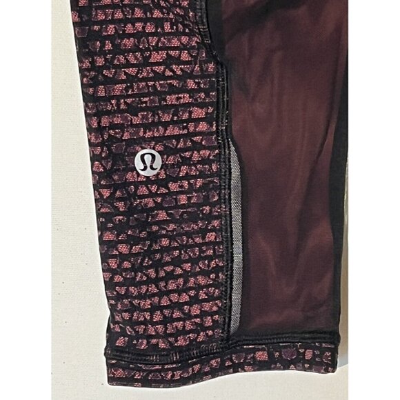 New Lululemon Outrun Shatter Weave Dust Coral Plum Black 17" Crop Leggings Sz 4 - Picture 7 of 13